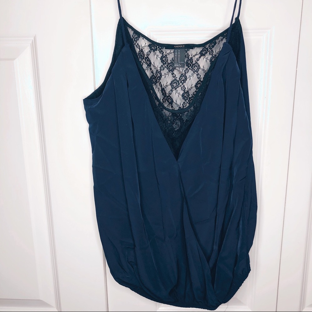 Forever 21 Blue and Black Lace Top